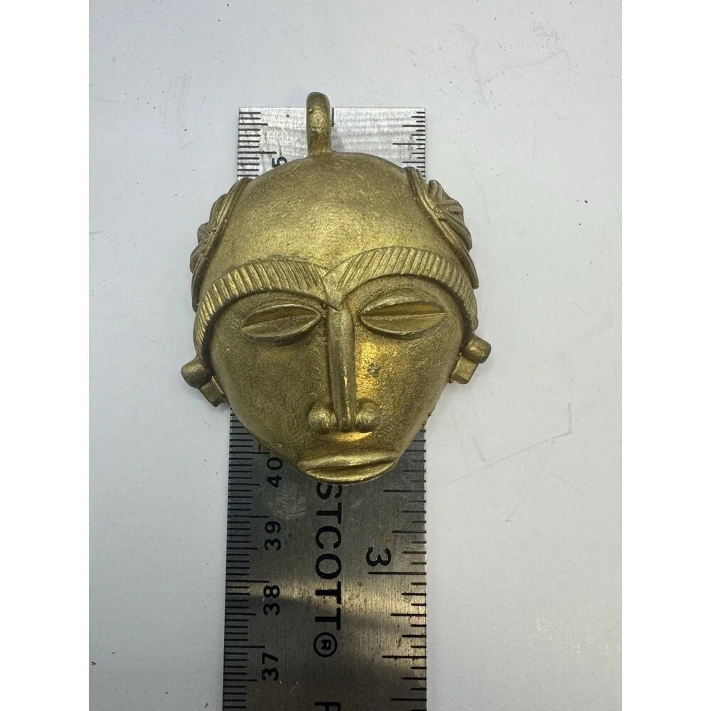 Lot Of 10 West African BAULE Brass Pendant Mask Handmade